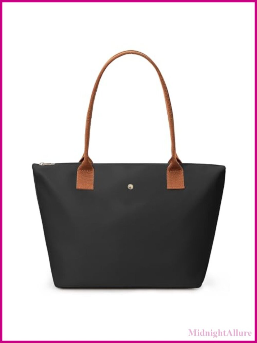 Nylon Top-Handle Tote Bag for Women Zipper Shoulder Hobo Handbag Foldable